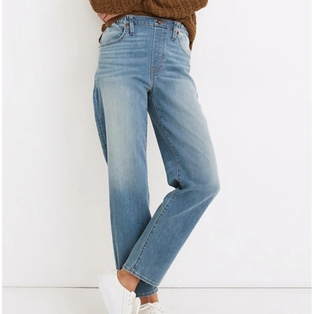 Madewell Jeans Lt blue Keefe Wash Elastic Waist Tapered Jeans 32